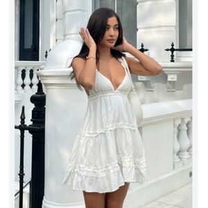 Princess Polly White Romeo Tiered Mini Dress sz 6